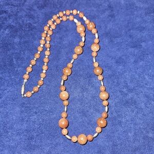 Gold Sandstone Shimmer Beaded Necklace